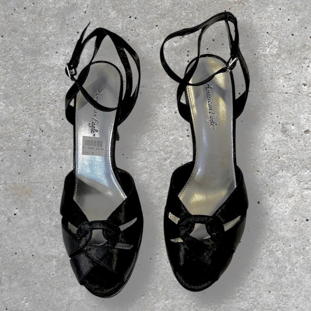 American Eagle Outfitters Black Strappy Open-Toe Heels